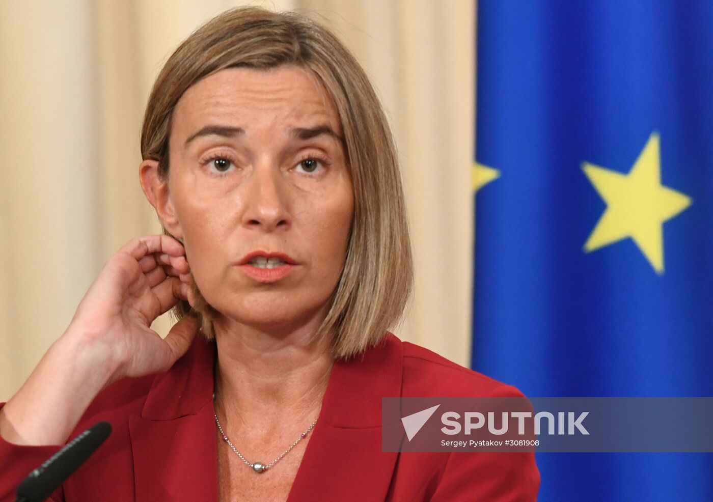 Russia's Foreign Minister Sergei Lavrov meets with European Commission's Vice President Federica Mogherini