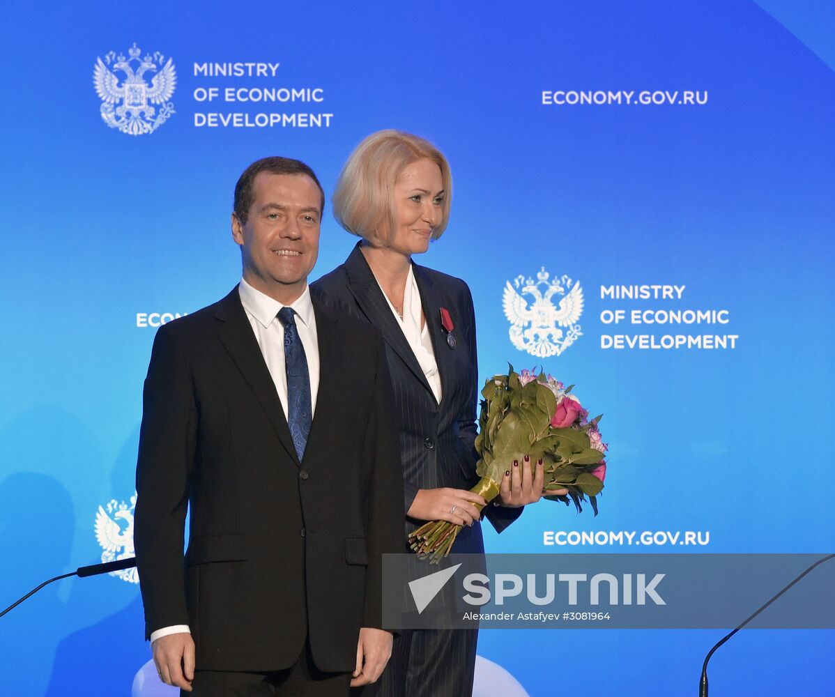 Russian Prime Minister Dmitry Medvedev participates in extended meeting Russian economic development ministry's board