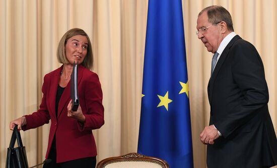 Russia's Foreign Minister Sergei Lavrov meets with European Commission's Vice President Federica Mogherini