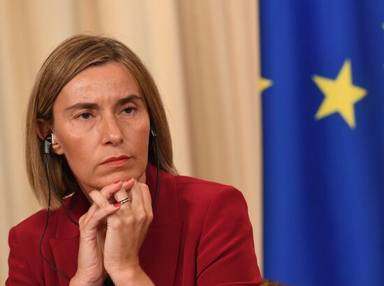 Russia's Foreign Minister Sergei Lavrov meets with European Commission's Vice President Federica Mogherini