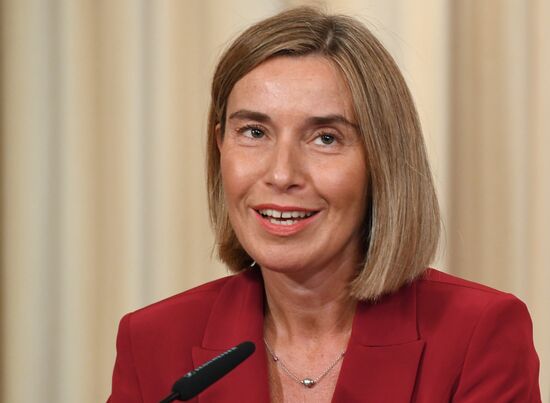 Russia's Foreign Minister Sergei Lavrov meets with European Commission's Vice President Federica Mogherini