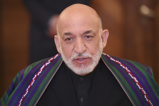 Russian Foreign Minister Sergei Lavrov meets with former President of Afghanistan Hamid Karzai