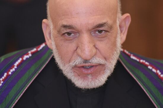 Russian Foreign Minister Sergei Lavrov meets with former President of Afghanistan Hamid Karzai