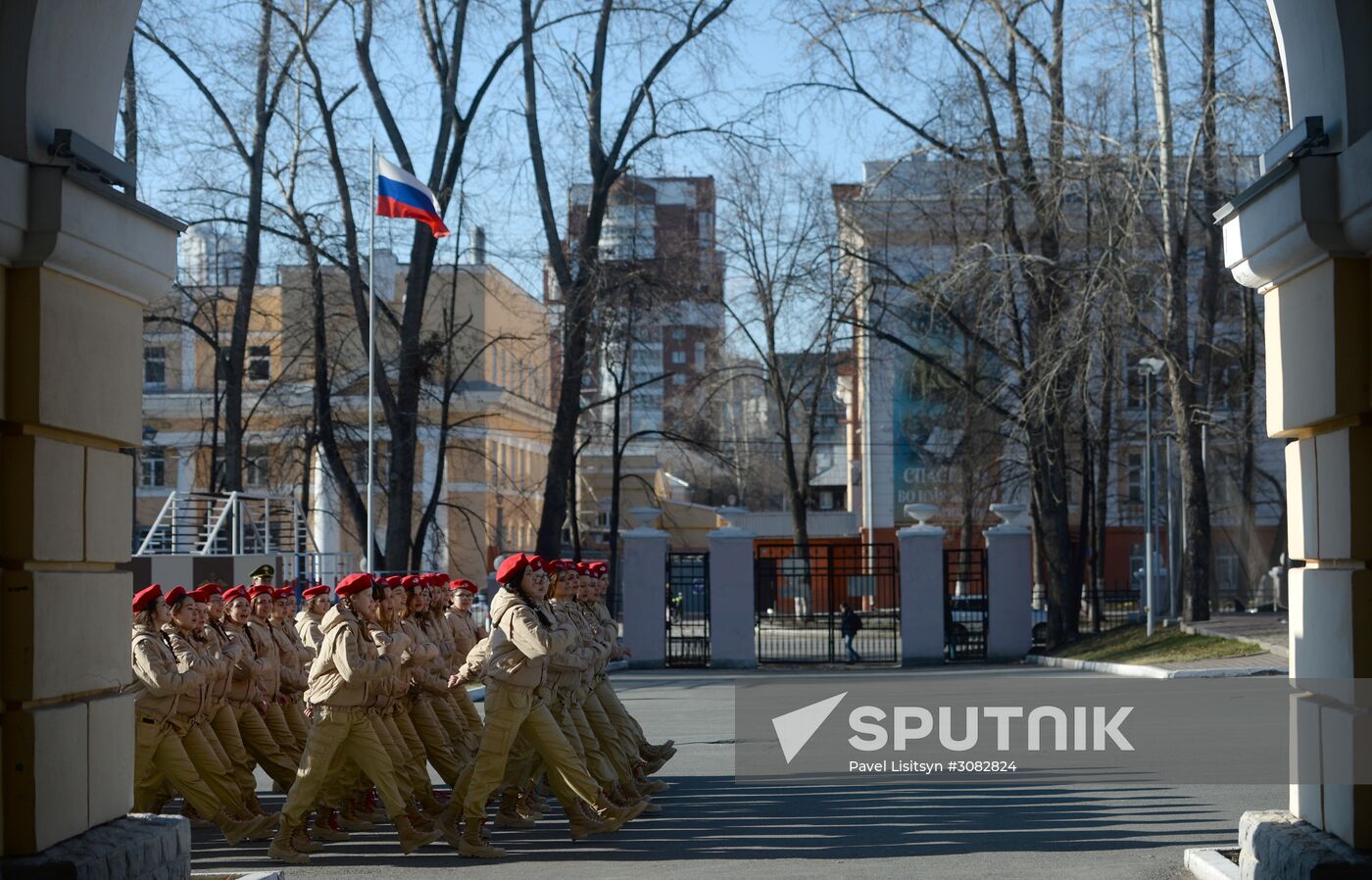 Victory Day Parade rehearsal at Yekaterinburg Suvorov Military School