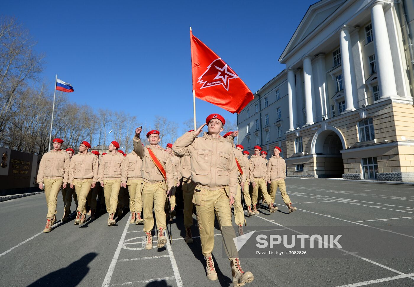 Victory Day Parade rehearsal at Yekaterinburg Suvorov Military School