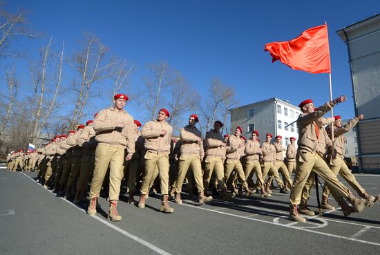 Victory Day Parade rehearsal at Yekaterinburg Suvorov Military School