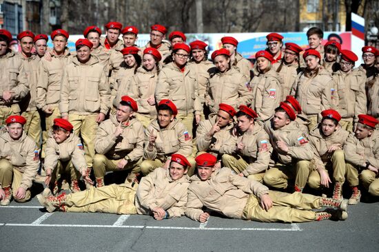 Victory Day Parade rehearsal at Yekaterinburg Suvorov Military School