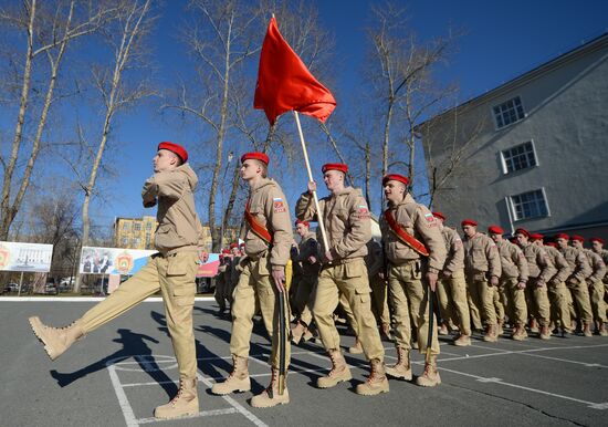 Victory Day Parade rehearsal at Yekaterinburg Suvorov Military School