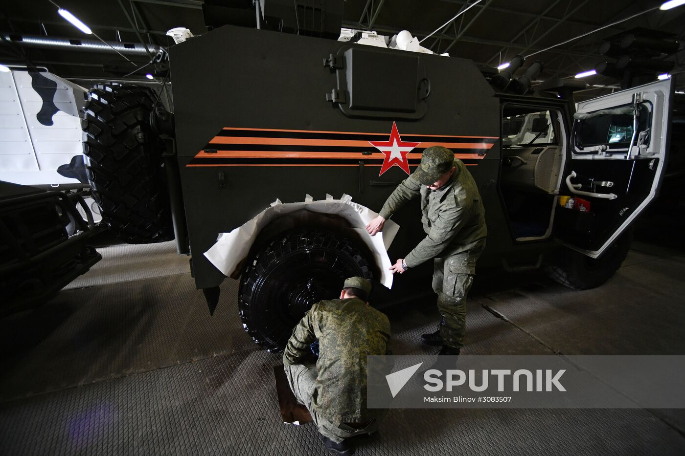 Preparing military equipment for Victory Day parade