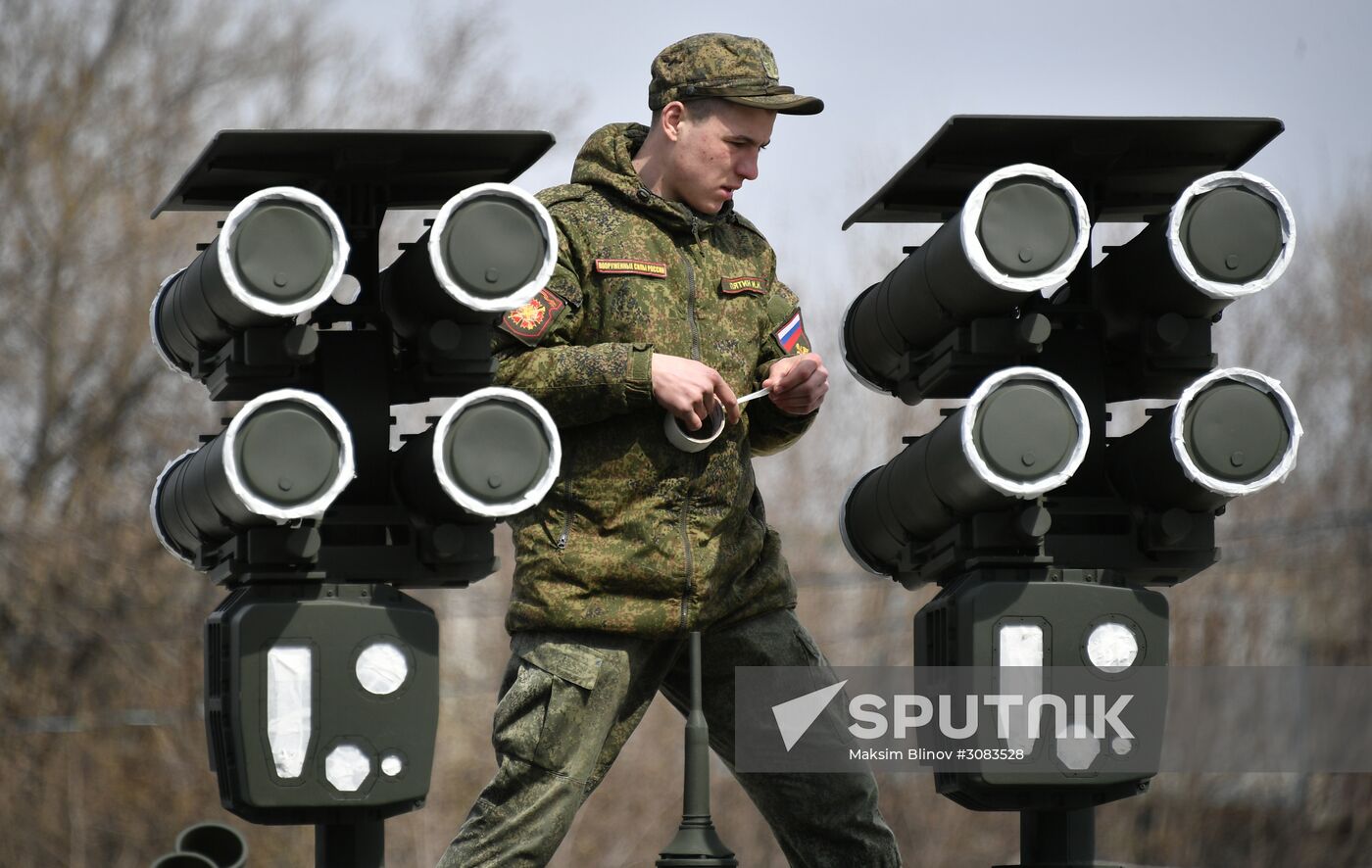 Preparing military equipment for Victory Day parade
