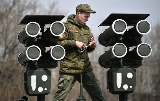 Preparing military equipment for Victory Day parade