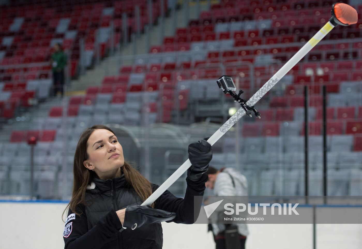 Formula 1 racing driver Daniil Kvyat plays curling