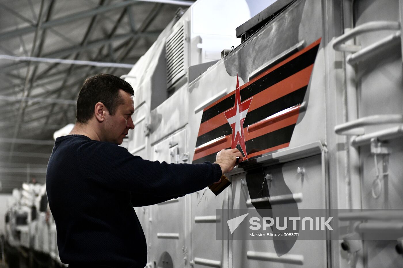 Preparing military equipment for Victory Day parade