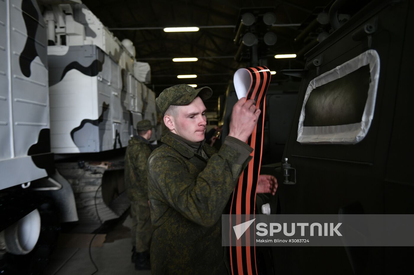 Preparing military equipment for Victory Day parade
