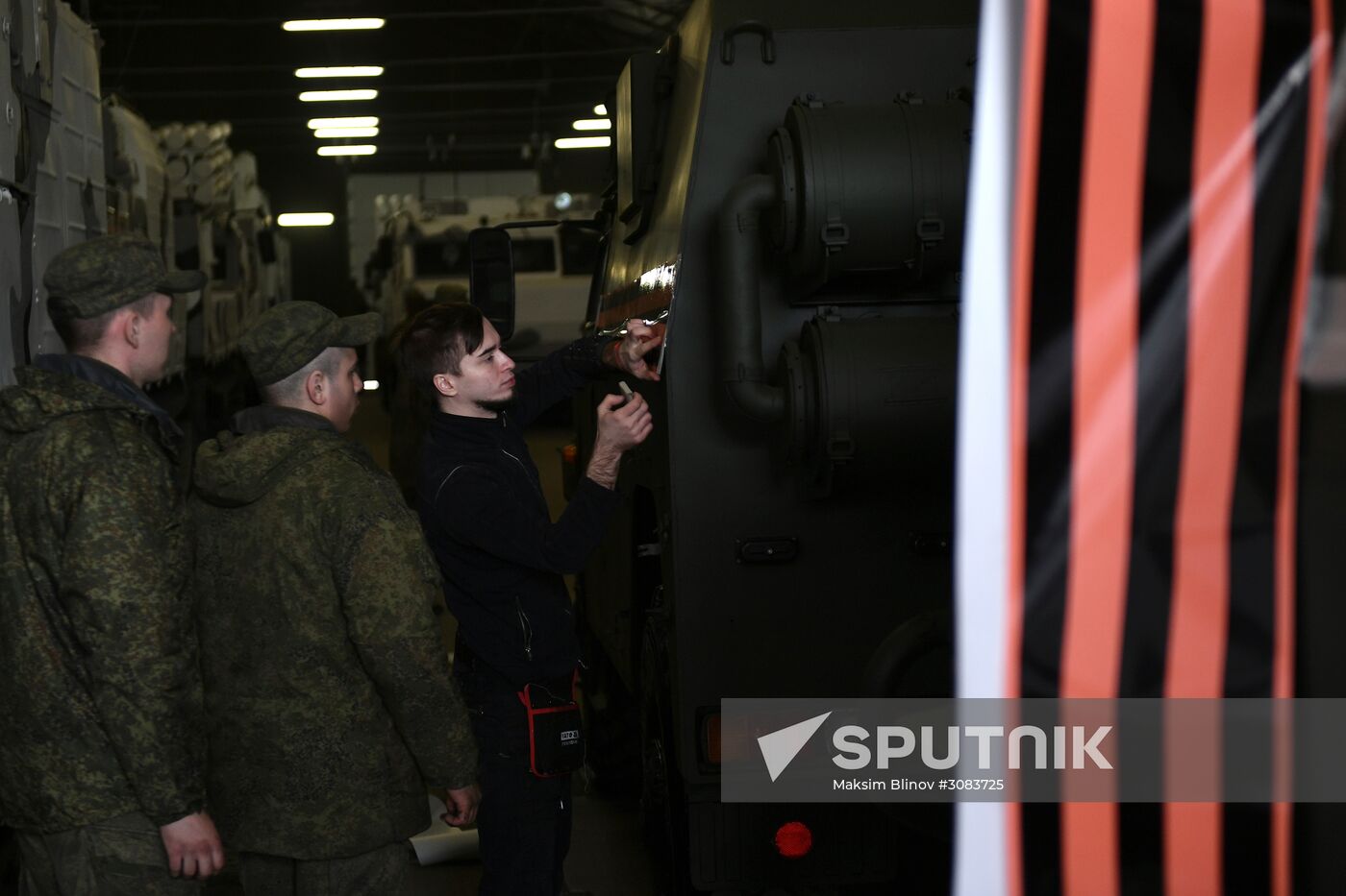 Preparing military equipment for Victory Day parade
