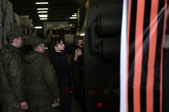 Preparing military equipment for Victory Day parade