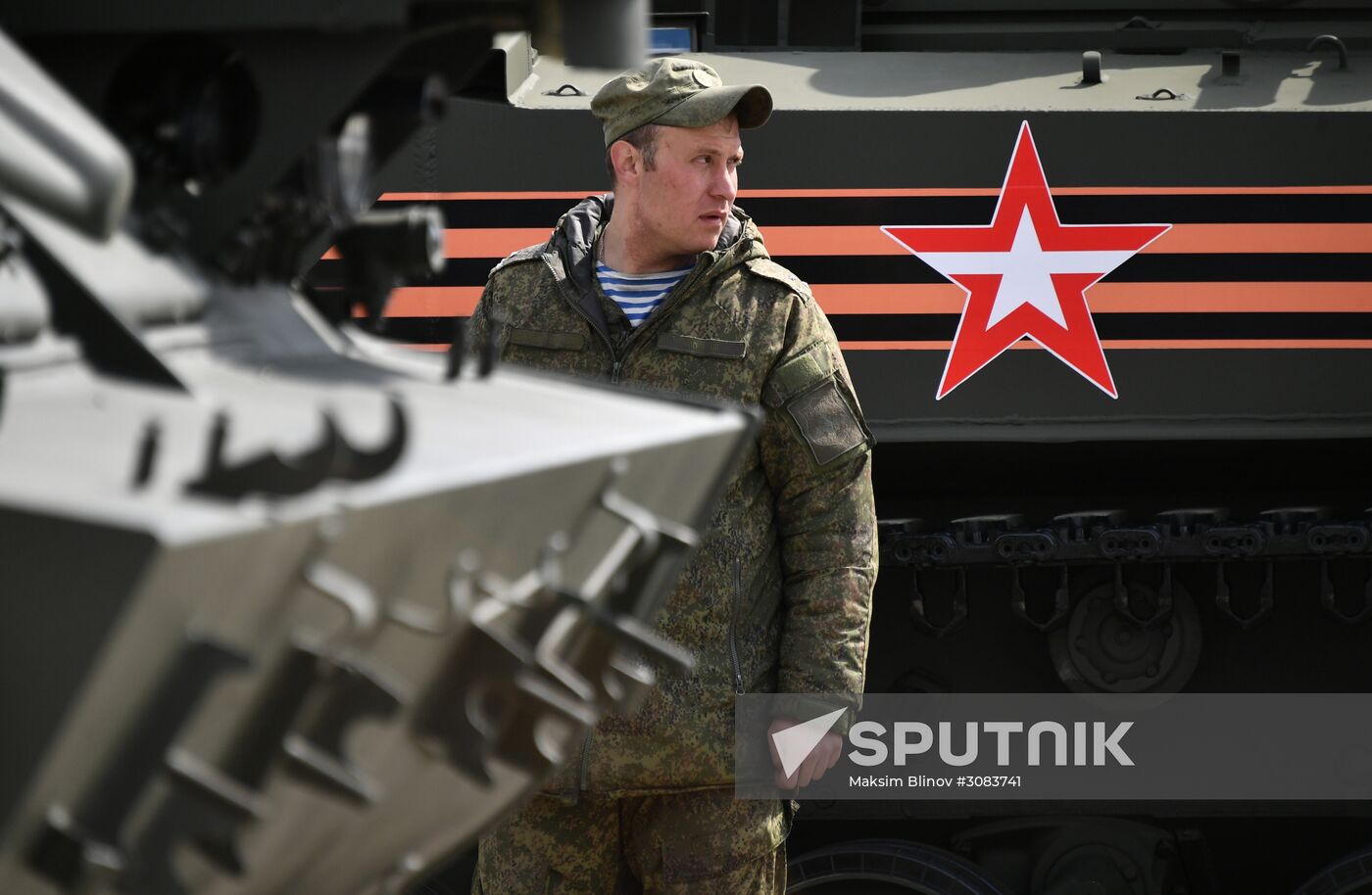 Preparing military equipment for Victory Day parade