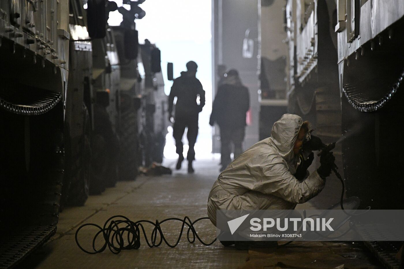 Preparing military equipment for Victory Day parade