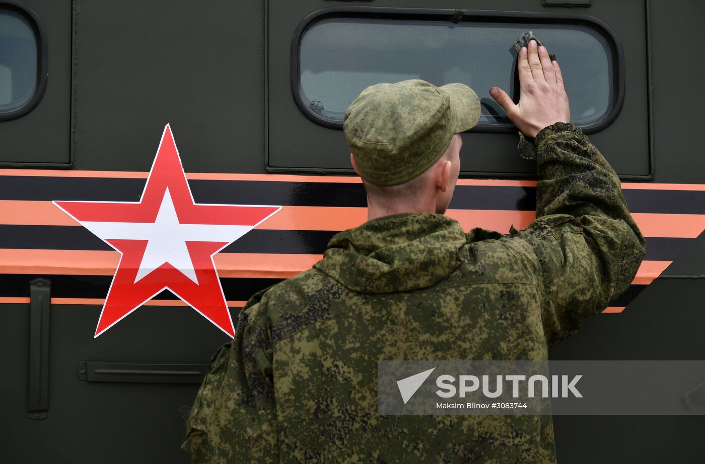 Preparing military equipment for Victory Day parade