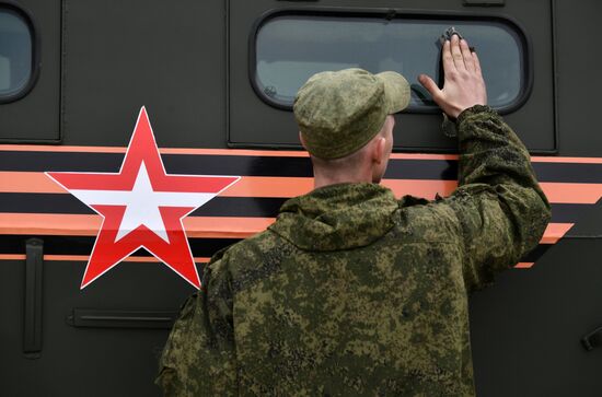 Preparing military equipment for Victory Day parade