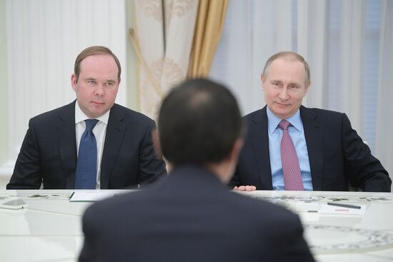 Russian President Vladimir Putin meets with Director of the General Office of the Communist Party of China Li Zhanshu
