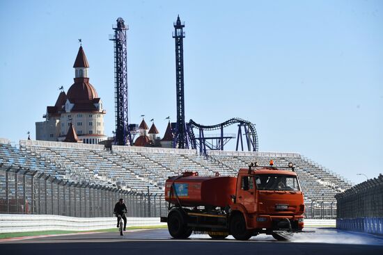 Preparations for Russian leg of Formula One World Championship circuit racing series