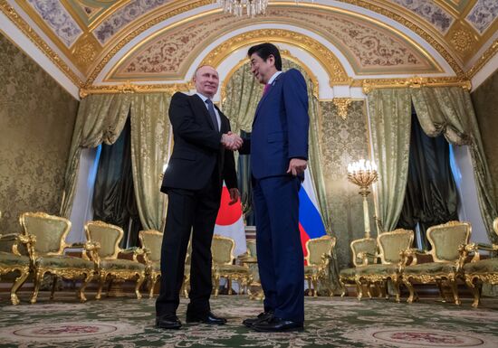Russian President Vladimir Putin meets with Japanese Prime Minister Shinzo Abe