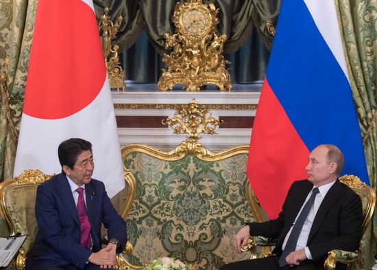 Russian President Vladimir Putin meets with Japanese Prime Minister Shinzo Abe