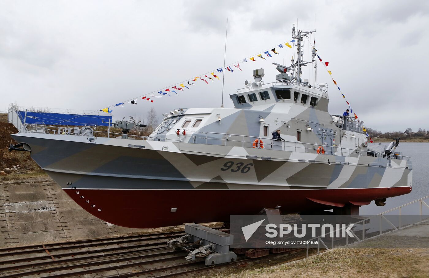 Launching Grachonok anti-terror vessel in Rybinsk
