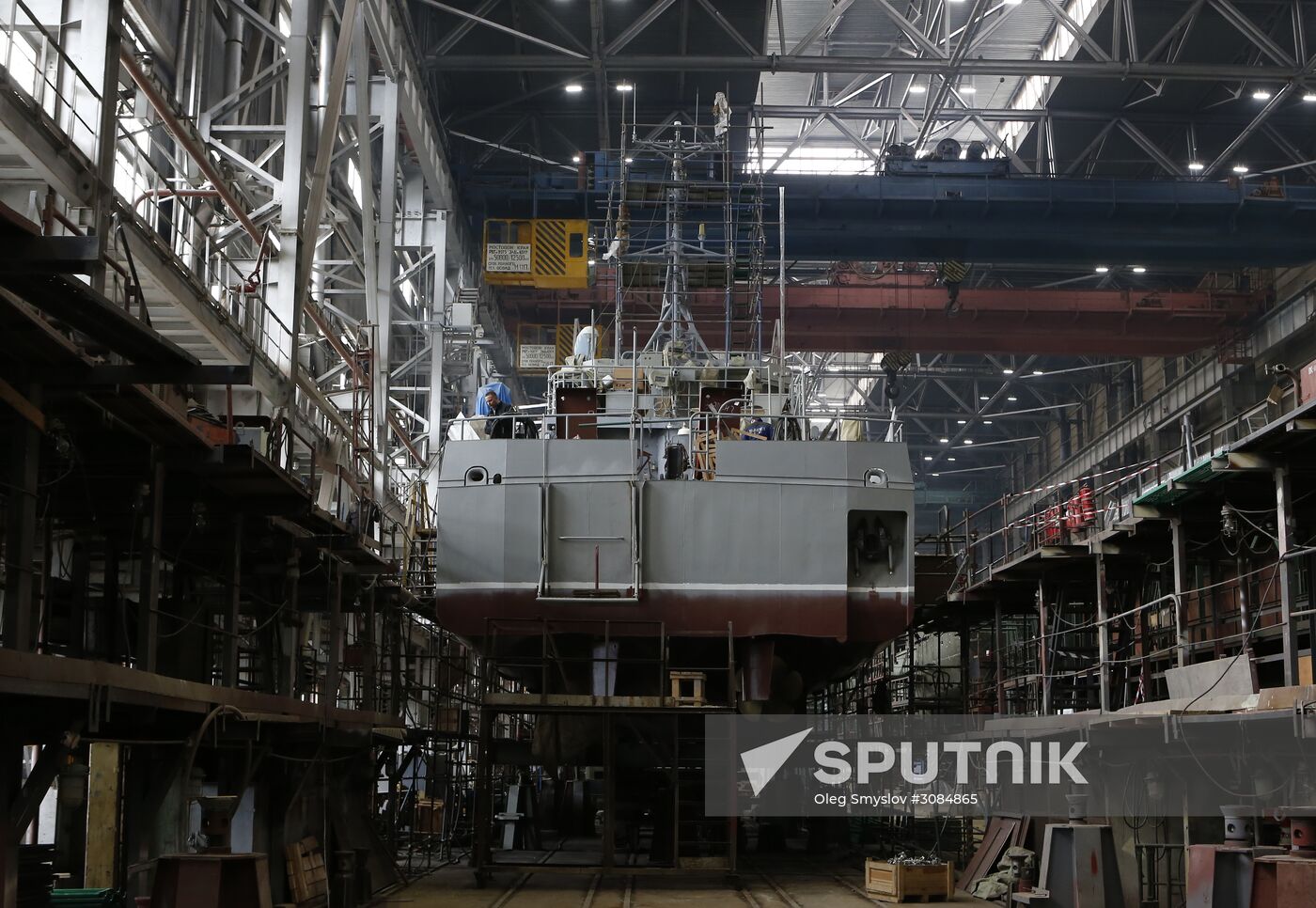 Launching Grachonok anti-terror vessel in Rybinsk