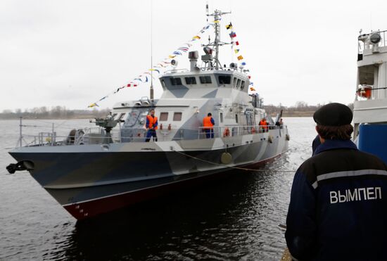 Launching Grachonok anti-terror vessel in Rybinsk