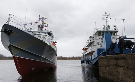 Launching Grachonok anti-terror vessel in Rybinsk