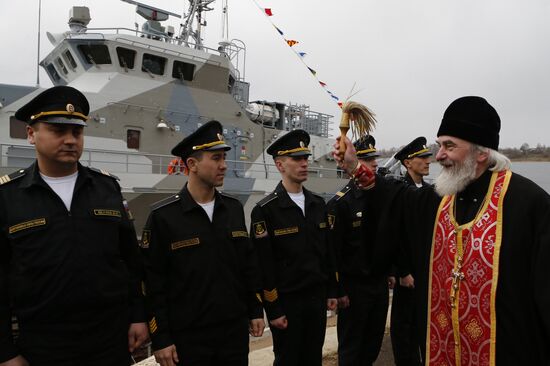 Launching Grachonok anti-terror vessel in Rybinsk