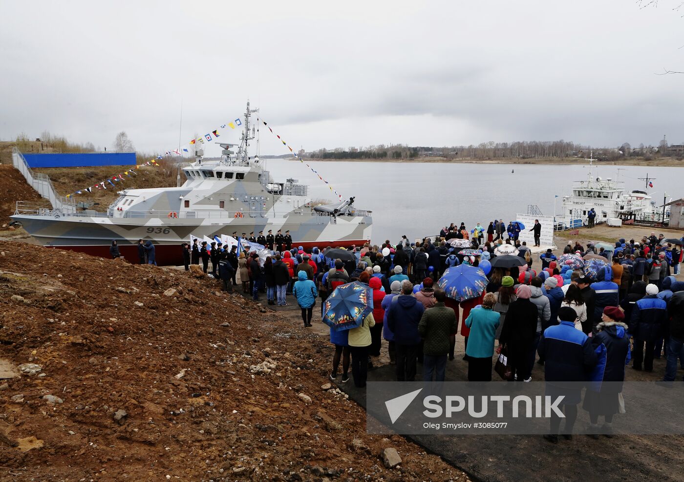 Launching Grachonok anti-terror vessel in Rybinsk