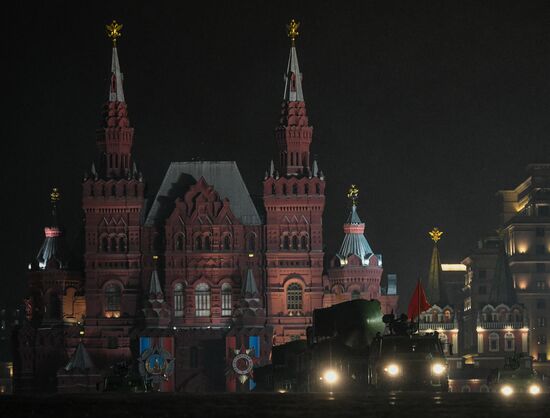 Rehearsing for Victory Day parade on Red Square