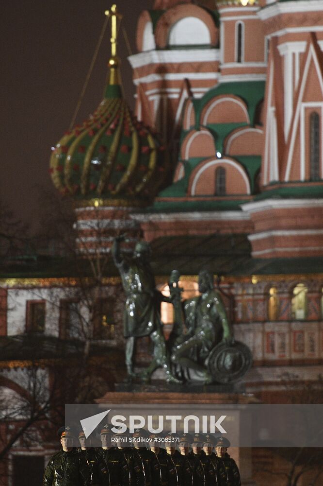 Rehearsing for Victory Day parade on Red Square