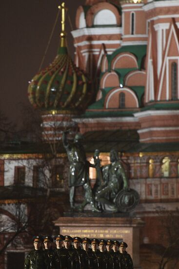 Rehearsing for Victory Day parade on Red Square