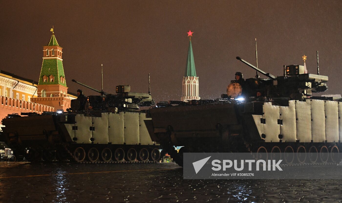 Rehearsing for Victory Day parade on Red Square