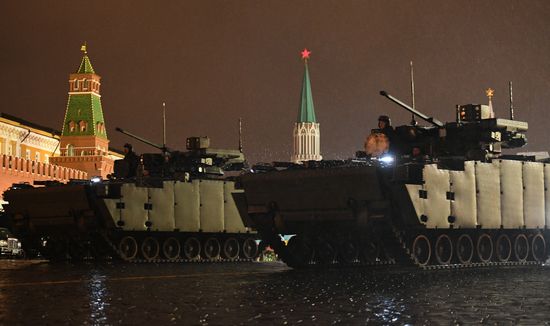 Rehearsing for Victory Day parade on Red Square