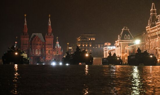 Rehearsing for Victory Day parade on Red Square