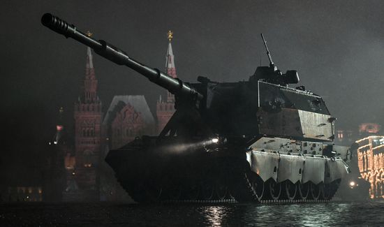 Rehearsing for Victory Day parade on Red Square