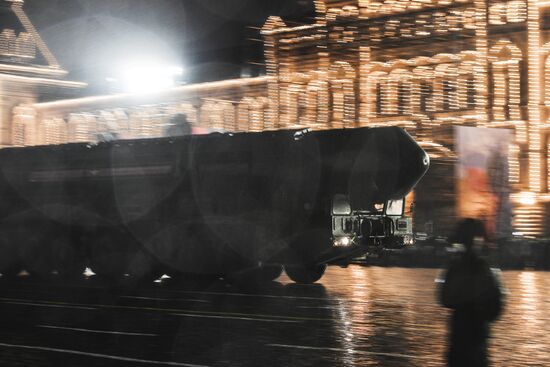 Rehearsing for Victory Day parade on Red Square