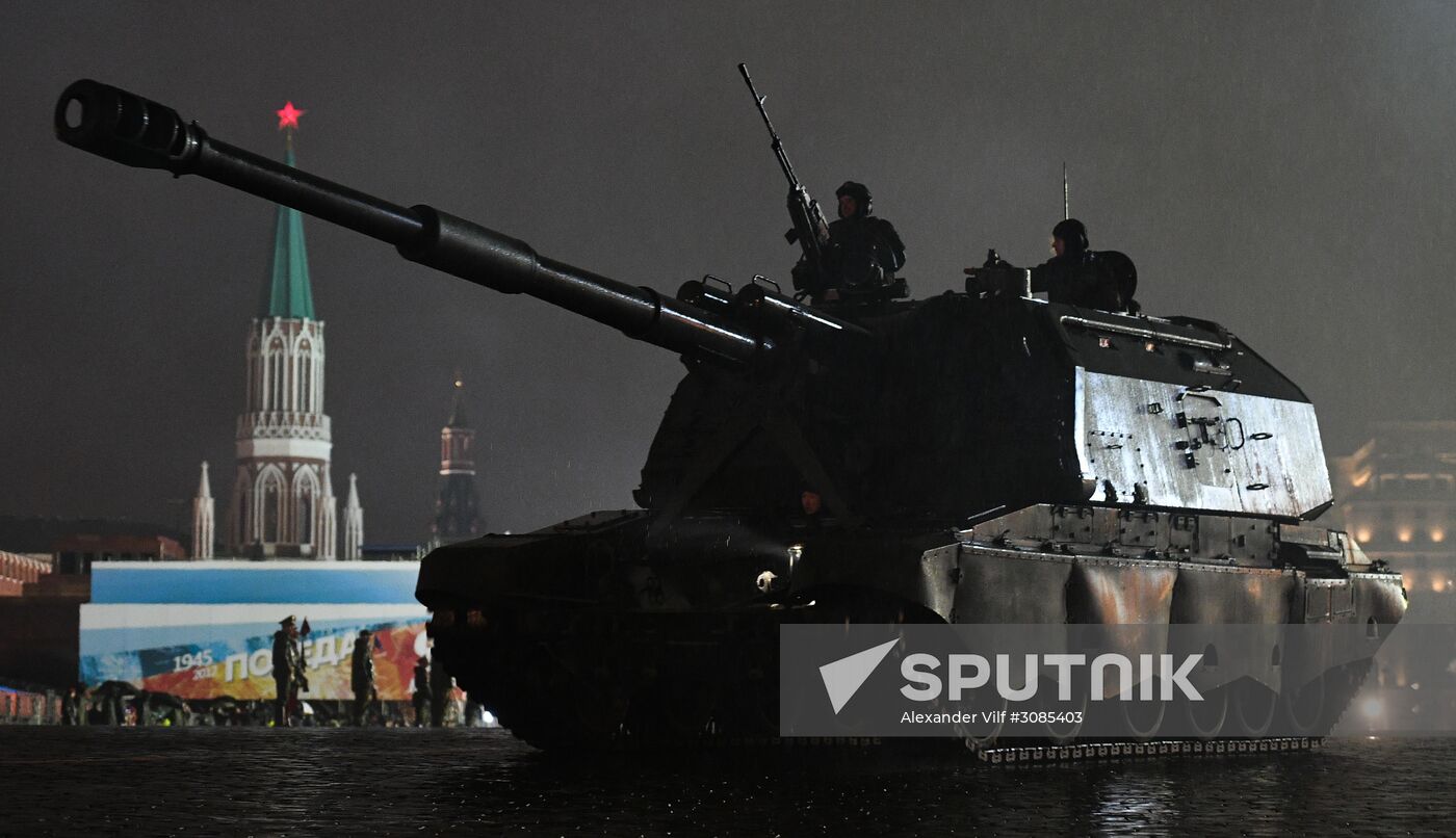 Rehearsing for Victory Day parade on Red Square