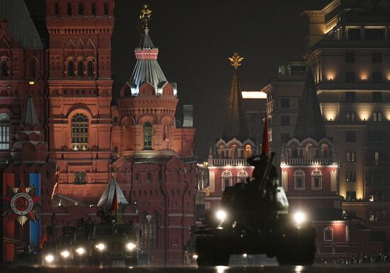 Rehearsing for Victory Day parade on Red Square