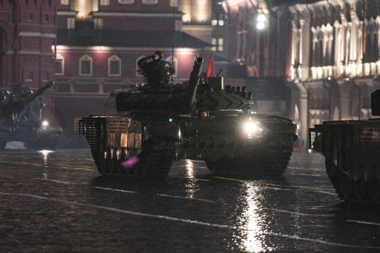 Rehearsing for Victory Day parade on Red Square