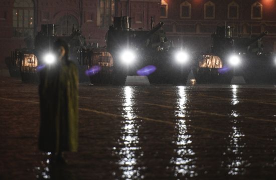 Rehearsing for Victory Day parade on Red Square