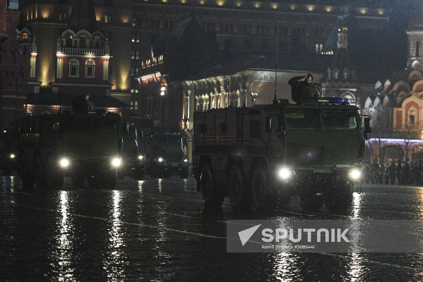 Rehearsing for Victory Day parade on Red Square