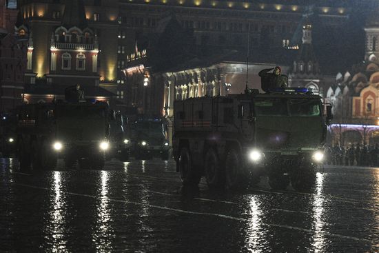 Rehearsing for Victory Day parade on Red Square
