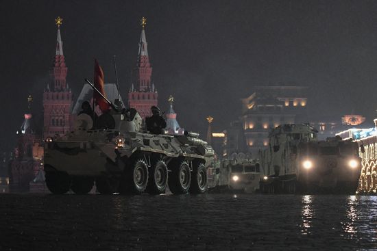 Rehearsing for Victory Day parade on Red Square