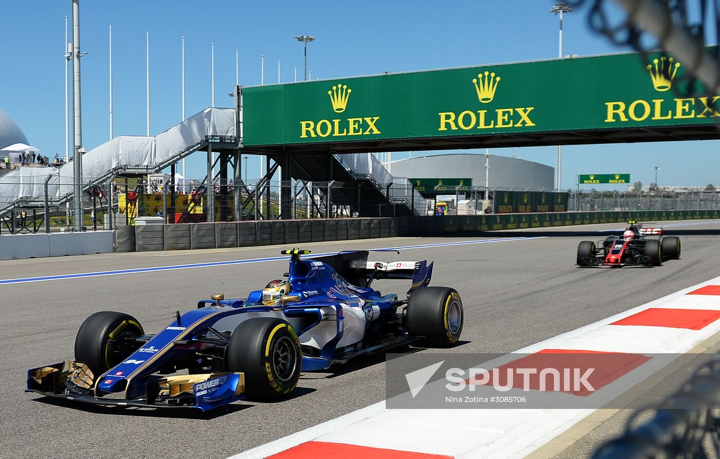Car racing. Formula 1 Grand Prix of Russia. Free races. First session